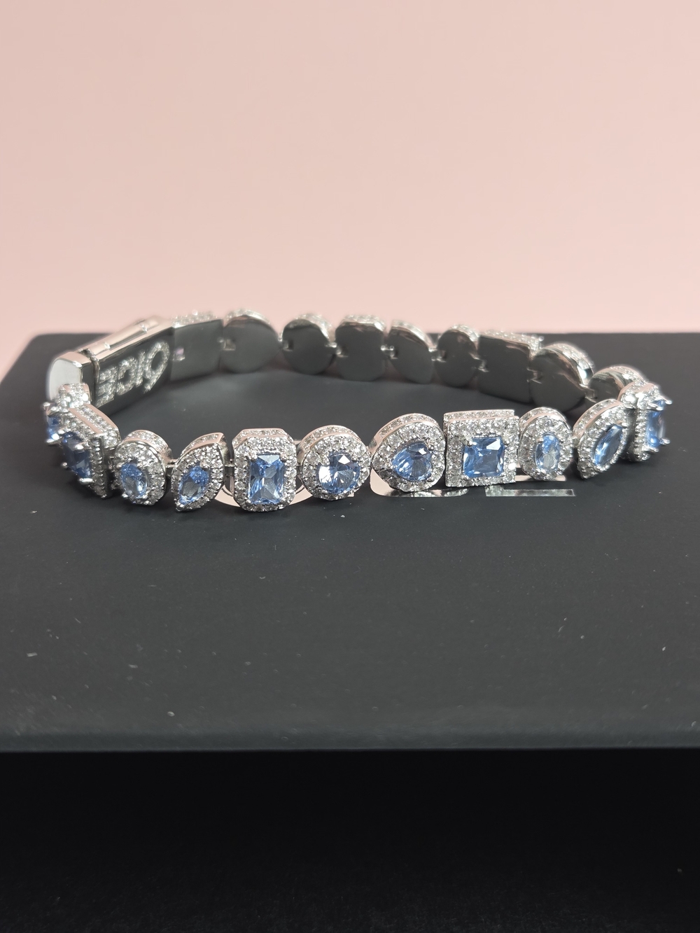 Silver Tennis Bracelet with Light Blue Gemstones